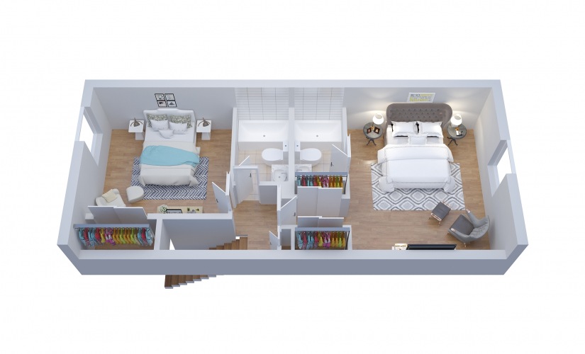 T4 Townhouse - 2 bedroom floorplan layout with 2.5 bathrooms and 1450 square feet